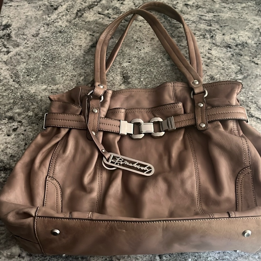 B. Makowsky buttery soft leather bag in taupe
